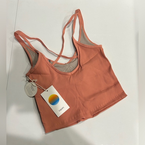 Vuori Women's XS Rib Crop Tank Pink NWT Stretch Rib Knit Built-in Bra - Picture 7 of 8